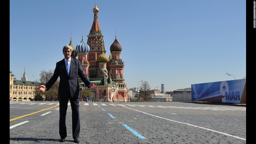 In May 2013, Kerry met with Russian President Vladimir Putin and visited the St. Basil Cathedral in Moscow&#39;s Red Square.