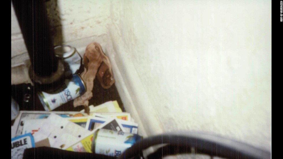 This police crime scene photo shows a blood-soaked bandage found in D&#39;Ambrosio&#39;s apartment. 