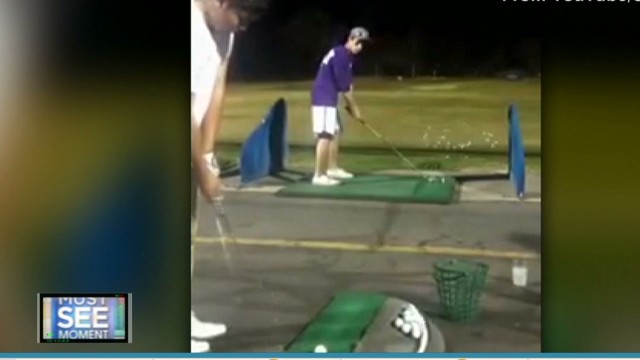 See amazing trick golf shot