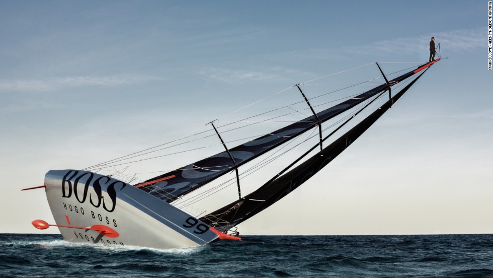 For the mastwalk, the fearless around-the-world sailor scaled and dived off his boat&#39;s 98-foot (30-meter) mast.