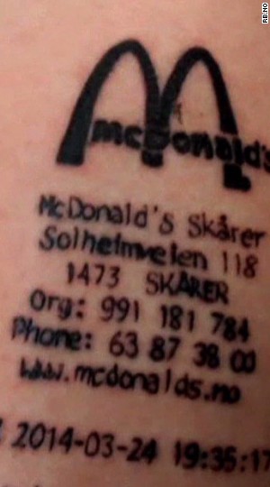 Receipt Mcdonald S Tattoo