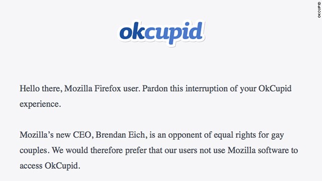 Okcupid Protests Firefox Over Ceo S Anti Same Sex Marriage Donation Cnn