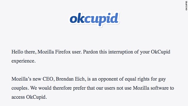 Okcupid Protests Firefox Over Ceos Anti Same Sex Marriage Donation Cnn 