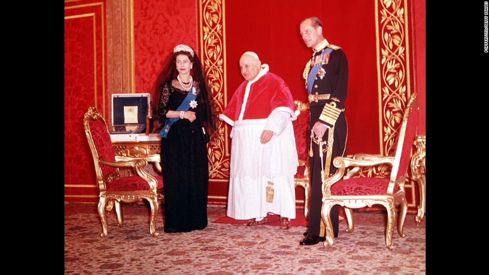 The Queen and Prince Philip are pictured with Pope John XXIII at the Vatican in 1961.