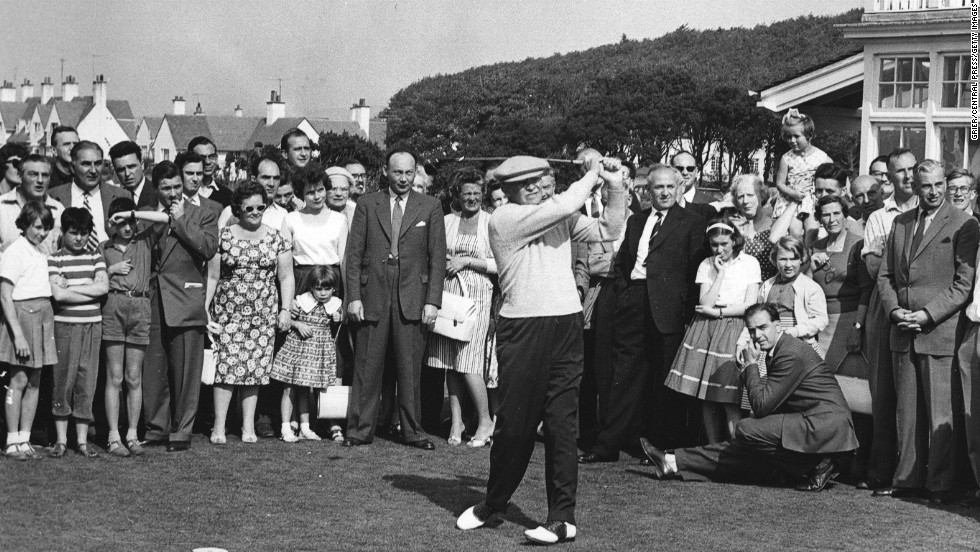 U.S. President Dwight D. Eisenhower drives down the fairway at Turnberry in Scotland in 1959. Eisenhower, a friend of Palmer&#39;s, was a golfing fanatic who &lt;a href=&quot;http://www.whitehousemuseum.org/west-wing/oval-office-history.htm&quot; target=&quot;_blank&quot;&gt;destroyed the floor of the White House&#39;s Oval Office&lt;/a&gt; with his golf spikes. 