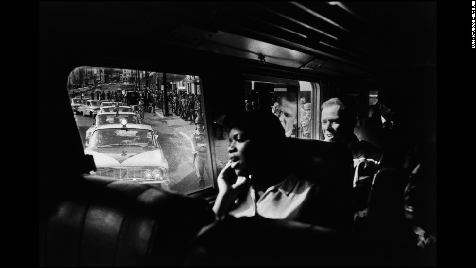 Freedom Riders sit on a bus during a trip from Montgomery to Jackson, Mississippi, in 1961. The Freedom Riders would brave mobs and endure savage beatings to desegregate interstate travel.