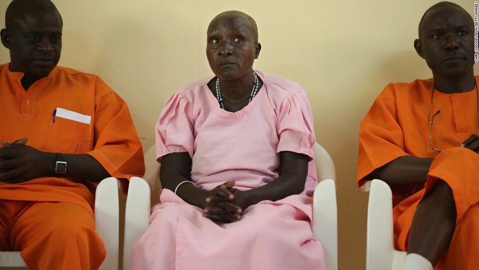 Prisoners convicted of genocide are interviewed by a delegation from the U.S. Holocaust Memorial Museum that visited a prison in Nyanza on April 3.