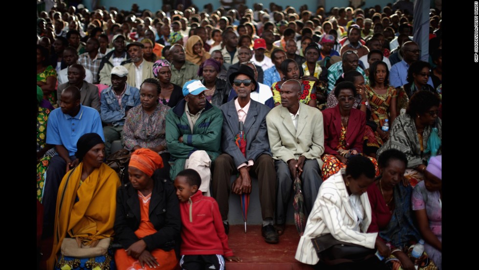 Thousands of people gather April 5 at the Kicukiro College of Technology in Kigali to commemorate the 2,000 people who were abandoned by United Nations troops during the 1994 genocide.