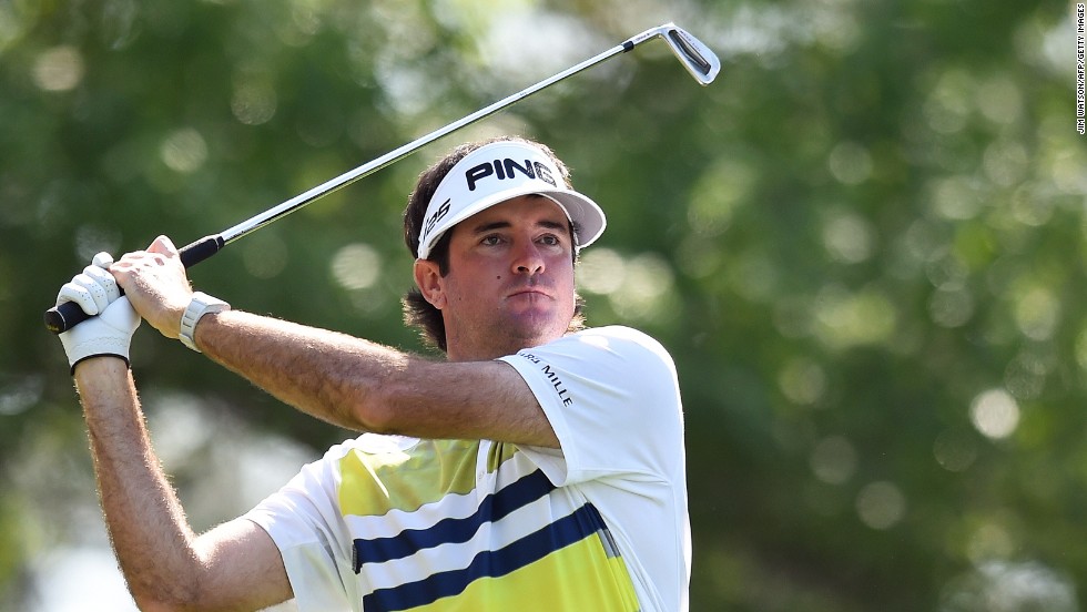 Bubba Watson eyes an approach shot during the second round. The 2012 champion fired five consecutive birdies on the back nine before bogeying the last hole to finish with a four-under round of 68 leaving him seven under after 36 holes. 