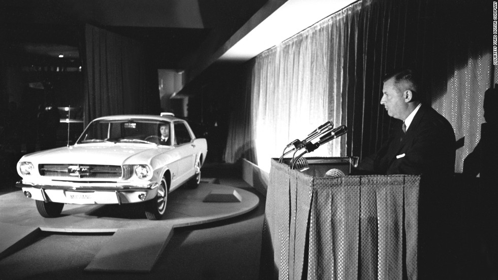 &lt;a href=&quot;http://money.cnn.com/gallery/autos/2014/04/17/ford-mustang-50th-anniversary.fortune/&quot;&gt;The 1965 Ford Mustang&lt;/a&gt; was first officially revealed to the public at the 1964 World&#39;s Fair in New York. Standard equipment included carpet, bucket seats and a 170-cubic-inch, six-cylinder engine that was coupled with a three-speed floor-shift transmission. With a price that started at just under $2,400, the car captured America&#39;s affection and &lt;a href=&quot;http://www.cnn.com/2014/04/15/living/gallery/50-years-of-mustang/&quot;&gt;is still being produced today&lt;/a&gt;.