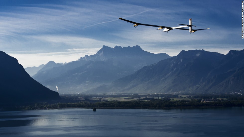 Solar Impulse 1, pictured here over Lake Geneva, broke several records, including the world&#39;s first fully solar-powered intercontinental flight in 2012.