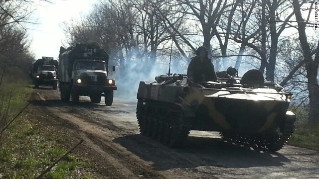 Ukraine military convoy moving southeast