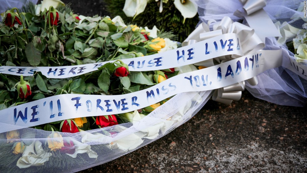 Recently laid flowers at the the Genocide Memorial Center in Kigali, where up to 250,000 genocide victims are buried in mass graves.