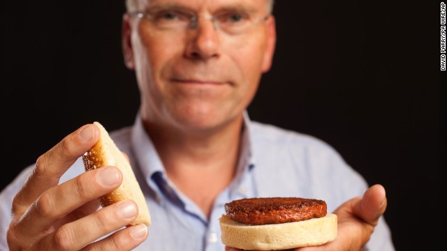 This lab-grown burger was developed by Professor Mark Post of Maastricht University in the Netherlands.