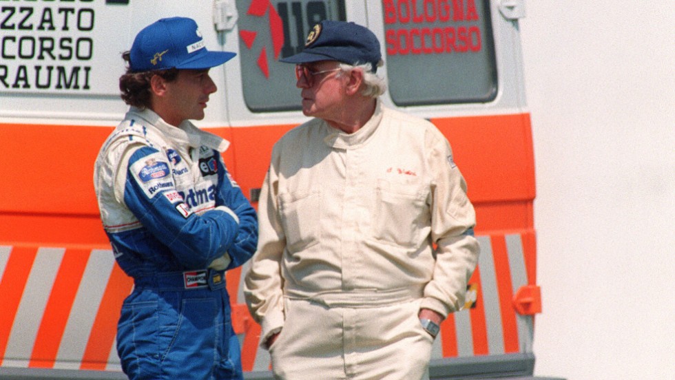 Ayrton Senna (left) -- seen here talking to to then F1 medical chief, Sid Watkins -- had planned to unfurl an Austrian flag in his honor at the end of Sunday&#39;s race.