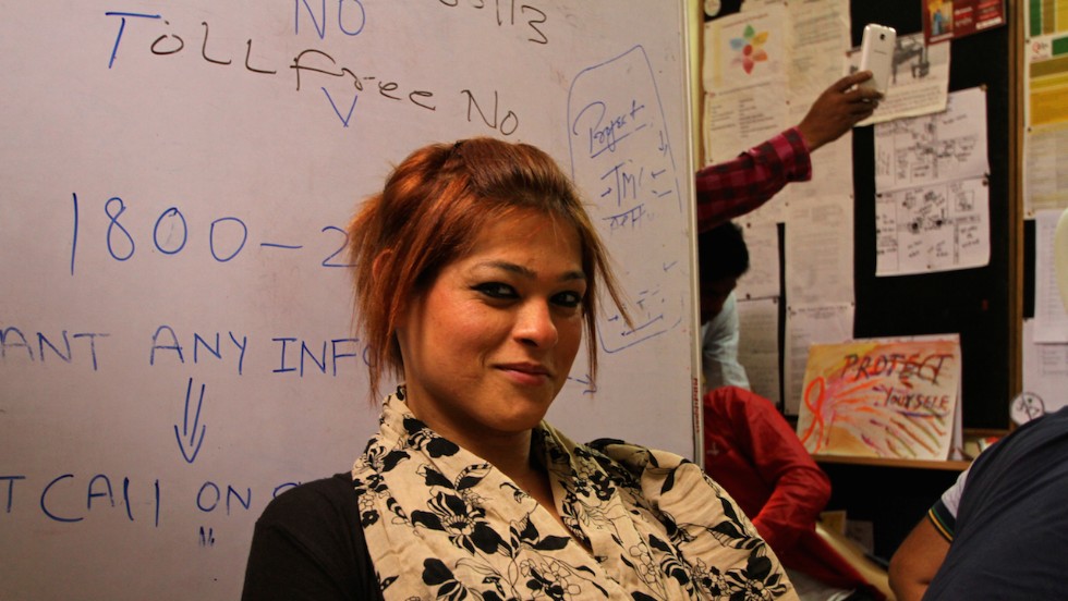 Kyra Sharma, 27, a male-to-female transgender in Delhi, dreams of becoming a makeup artist. (Photo credit: Omar Khan)