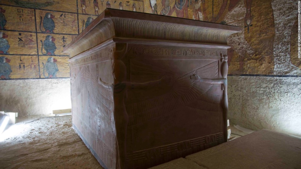 Tutankhamun&#39;s remains were placed in a climate-controlled glass case inside the original tomb in 2007 to prevent further decomposition. 