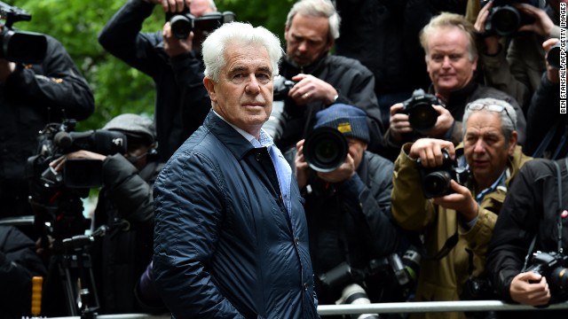 British publicist Max Clifford arrives at Southwark Crown Court in London on May 2, 2014.