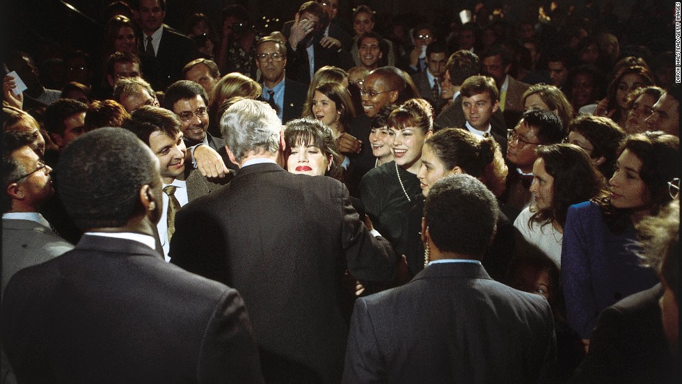 Monica Lewinsky embraces U.S. President Bill Clinton at a Democratic fundraiser in Washington in October 1996. Lewinsky, the White House intern who had a sexual relationship with Clinton during his time in office, has finally &lt;a href=&quot;http://www.cnn.com/2014/05/06/politics/lewinsky-clinton-affair/index.html&quot;&gt;broken her silence&lt;/a&gt; on the affair in a Vanity Fair article.