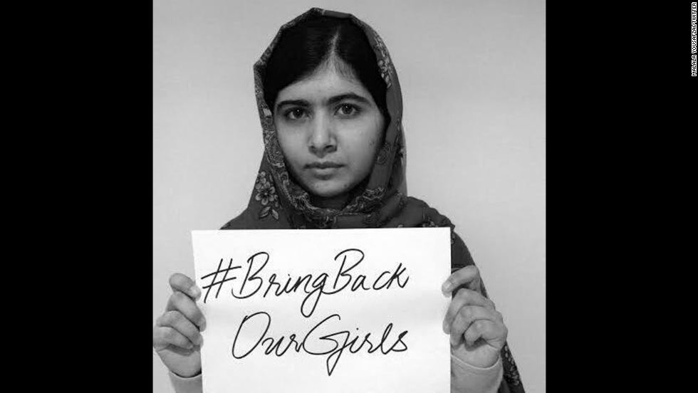 Malala Yousafzai, the world&#39;s most famous advocate for girls&#39; right to education, says that &quot;girls in Nigeria are my sisters.&quot; &lt;a href=&quot;https://twitter.com/MalalaFund/status/462708353945194496/photo/1&quot; target=&quot;_blank&quot;&gt;This photo&lt;/a&gt; was posted to the @MalalaFund Twitter account on May 6.