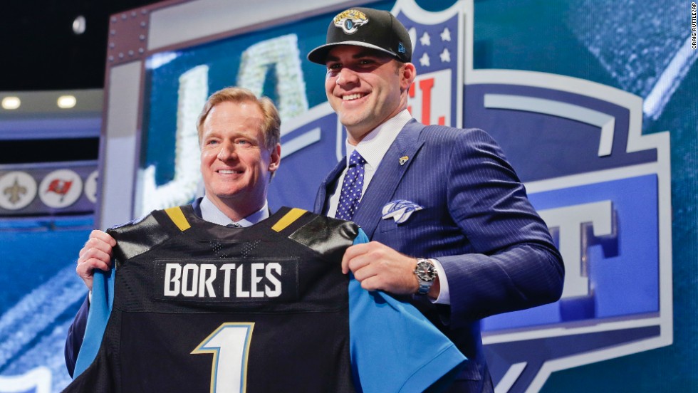 Central Florida quarterback Blake Bortles was selected by the Jacksonville Jaguars with the third pick.