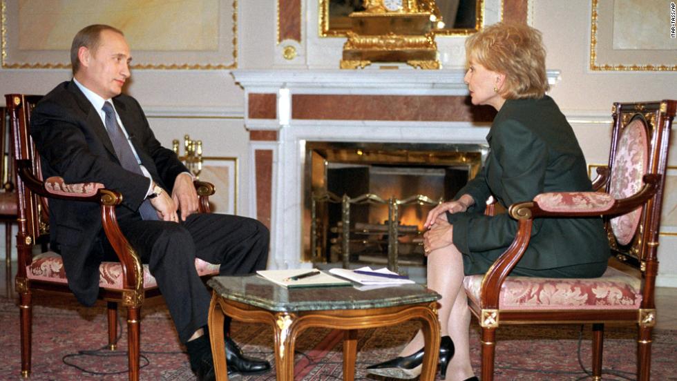 Russian President Vladimir Putin talks to Walters at the Kremlin in Moscow in 2001.
