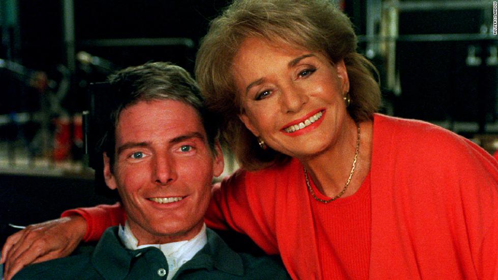 Walters interviewed actor Christopher Reeve in 1995. It was his first interview since a horseback-riding accident left him paralyzed.