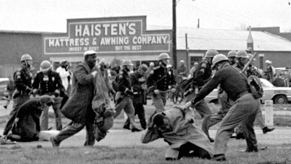State troopers swing batons to break up a civil rights voting march in Selma, Alabama, on March 7, 1965. &lt;a href=&quot;http://www.cnn.com/2010/US/03/07/selma.march.anniversary/&quot;&gt;&quot;Bloody Sunday,&quot; as it became known&lt;/a&gt;, helped fuel the drive for passage of the Voting Rights Act of 1965. 