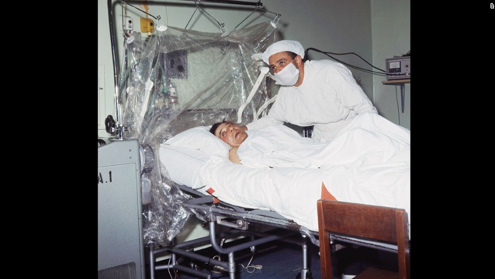 Dr. Christiaan Barnard is shown after performing the first human heart transplant on patient Louis Washkansky on December 3, 1967, in Cape Town, South Africa.