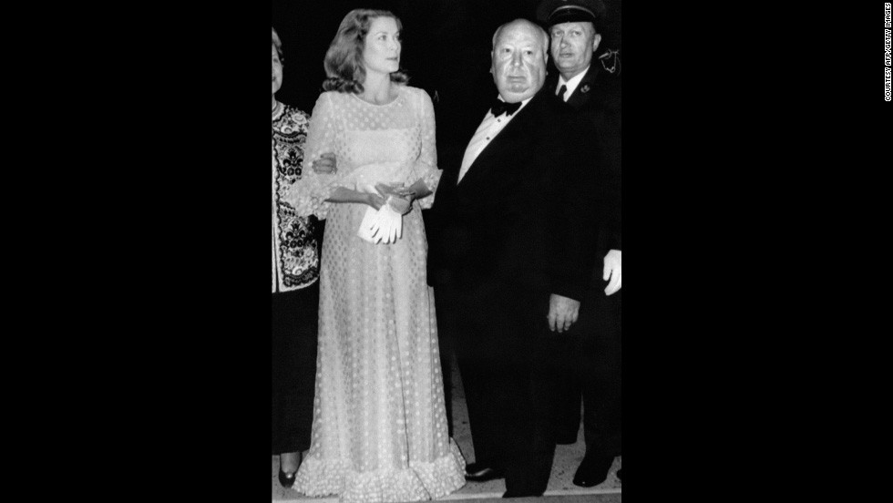 Grace Kelly poses with director Alfred Hitchcock during the 1972 Cannes Film Festival. The pair worked together on three films, &quot;Dial M for Murder&quot; (1954), &quot;Rear window&quot; (1954) and &quot;To Catch a Thief&quot; (1955) before she gave up her acting career at 25 to focus on her duties as Princess of Monaco. 