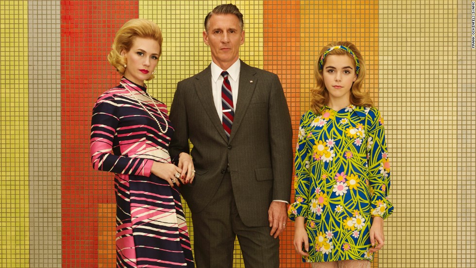 Betty Draper Francis, Henry Francis (Christopher Stanley) and Sally Draper (Kiernan Shipka) are quite the colorful family in season 7.