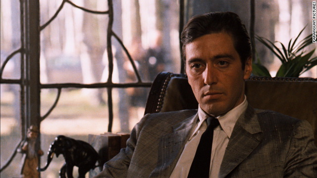 Al Pacino sits in a chair in a scene from the film &#39;The Godfather: Part II&#39;, 1974.