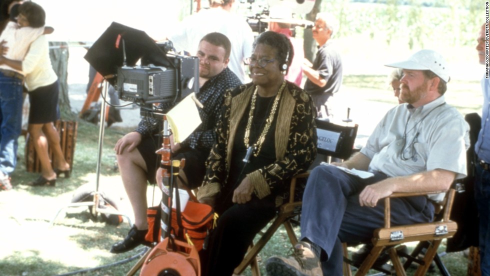 Angelou works on the set of &quot;Down in the Delta&quot; in 1998. Angelou directed the film, which starred Alfre Woodard.