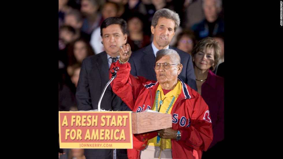 Nez addresses the crowd at an outdoor rally in Albuquerque before a speech by then-Democratic presidential candidate Sen. John Kerry in 2004.