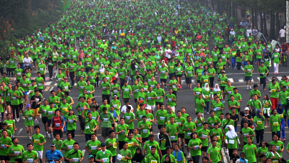Runners participate in the Jakarta International 10K in Jakarta, Indonesia, on Sunday, June 8.