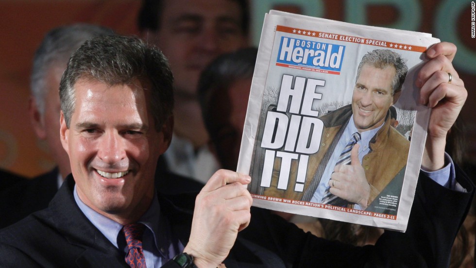 2010: Republican Scott Brown, a Massachusetts state senator, beat Democratic Attorney General Martha Coakley in a special election for U.S. Senate.