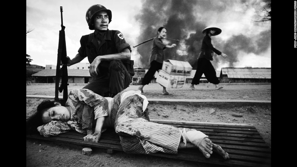 Legendary Welsh war photographer Philip Jones Griffiths captured the battle for Saigon in 1968. U.S. policy in Vietnam was based on the premise that peasants driven into the towns and cities by the carpet-bombing of the countryside would be safe. Furthermore, removed from their traditional value system, they could be prepared for imposition of consumerism. This &quot;restructuring&quot; of society suffered a setback when, in 1968, death rained down on the urban enclaves. In 1971 Griffiths published &quot;Vietnam Inc.&quot; and it became one of the most sought after photography books. 