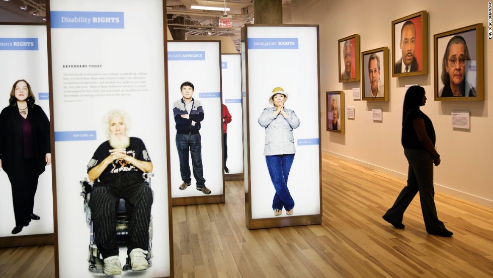Another exhibit features modern-day defenders of human rights.
