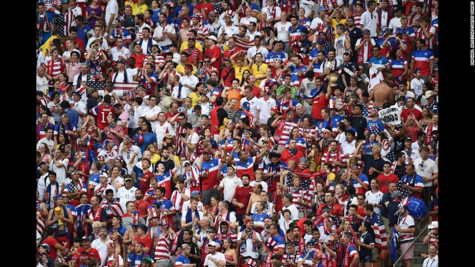 United States supporters gather at the Arena Amazonia in Manaus, Brazil. Broadcasters said the heat and humidity were oppressive. 