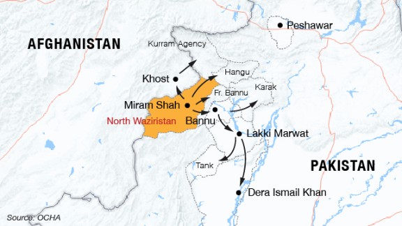 Pakistanis Fleeing North Waziristan Demand Answers CNN   140625052507 Pakistan Map Idps North Waziristan Live Video 