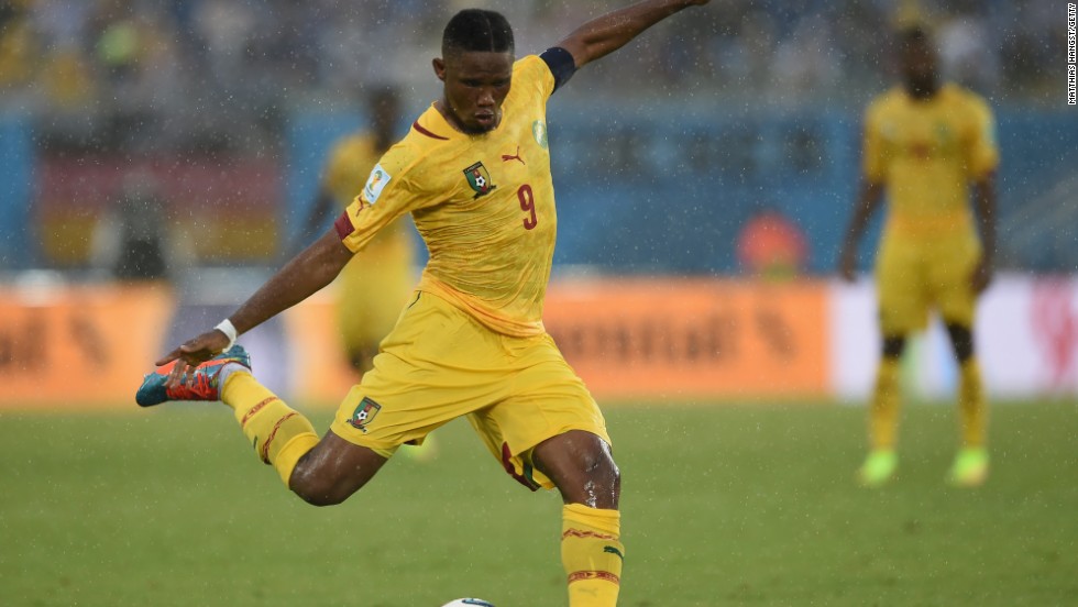 He was named African player of the year a record four times, and played at four World Cups -- here he is in action against Mexico at Brazil 2014. 