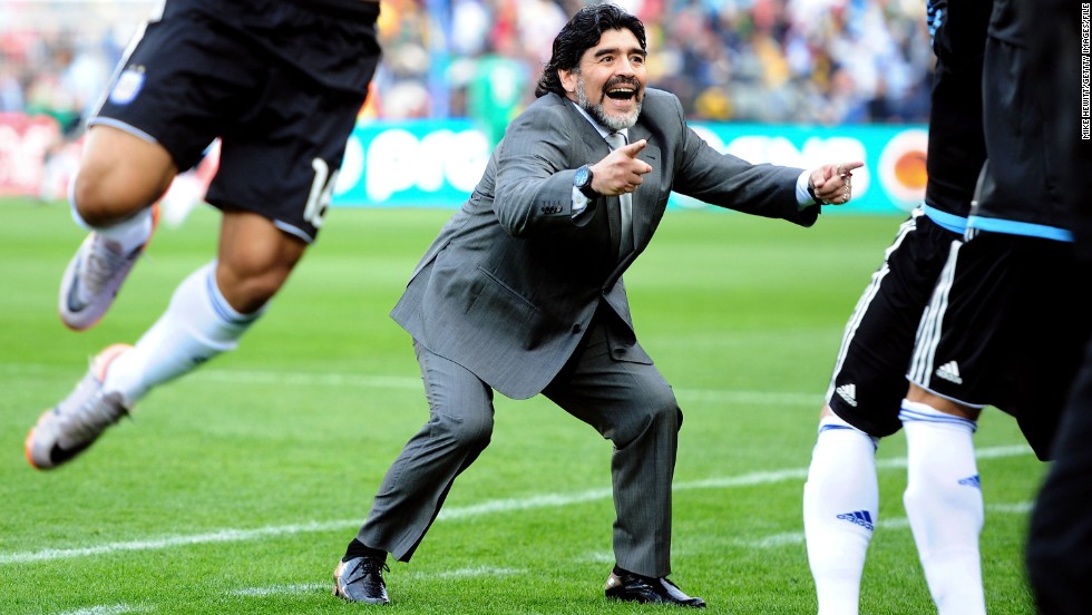 Maradona coached Argentina in the 2010 World Cup finals, but the South Americans were dumped out in the quarterfinals after a 4-0 defeat by Germany.