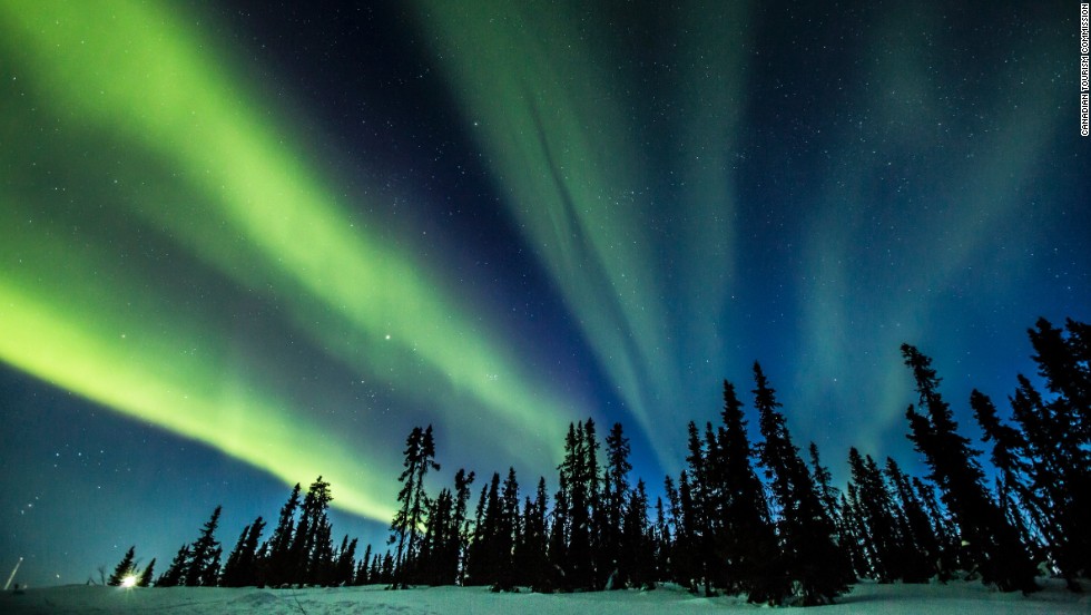Canada's remote Yukon, the smallest of the country's three federal territories, is one of the best places to check out the northern lights, as seen here on the Eagle Plains. 