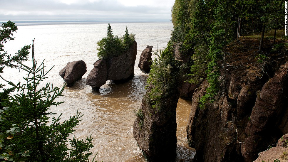 Canada's Bay of Fundy in the Atlantic Ocean is home to the highest tides in the world. As a result, New Brunswick's incredible, eroded <a href=
