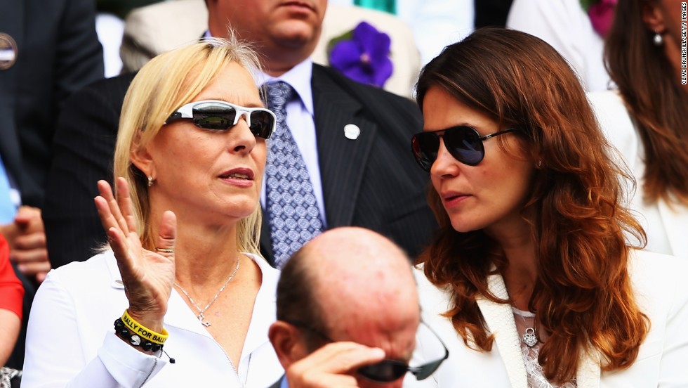 Eighteen-time grand slam champion Martina Navratilova (left) watched from the Royal box at Wimbledon as her compatriot, Kvitova, made the early running.