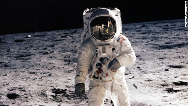 Picture taken on July 20, 1969 shows astronaut Edwin E. Aldrin Jr., lunar module pilot, walking on the surface of the moon during the Apollo 11 extravehicular activity (EVA).