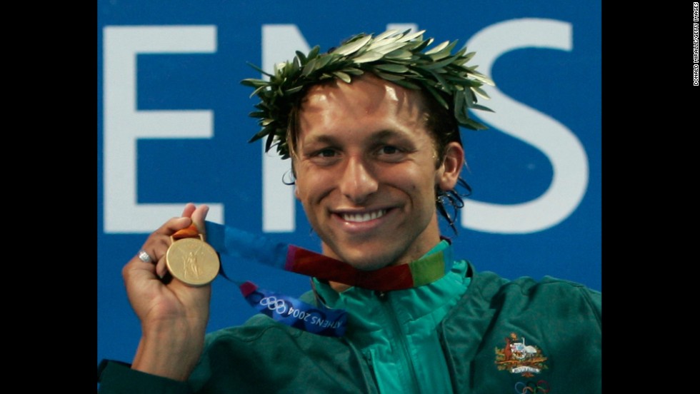 Swimmer Ian Thorpe, seen here in 2004 with one of his five Olympic gold medals, told an Australian news outlet that he is gay in an interview that aired on Sunday, July 13.