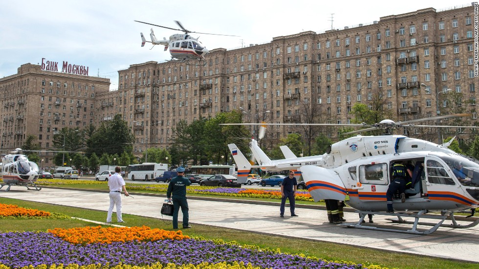 Dozens of ambulances arrived at the scene, along with three helicopters, to help shuttle the injured to hospitals, according to the state-run ITAR-Tass news agency.