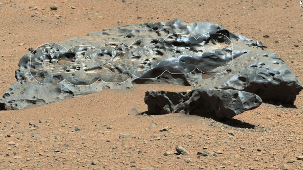 The rover recently encountered this iron meteorite, which NASA named &quot;Lebanon.&quot; This find is similar in shape and luster to iron meteorites found on Mars by the previous generation of rovers. A portion of the rock was outlined by NASA scientists.