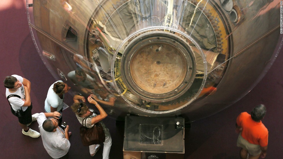 The Apollo 11 command module, now on display at the National Air and Space Museum, was one of three parts of the Apollo spacecraft.